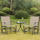 2 Pieces Outdoor Glider Chairs, 2 Person Glider Rocking Chair Set with Breathable Mesh Fabric, Steel Frame, Dark Brown