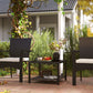 23.6" Rattan End Table, Outdoor Coffee Table with Tempered Glass Top, Storage Shelf for Patio, Garden, Balcony, Black