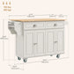 Rolling Kitchen Island with Drop Leaf - Cream White