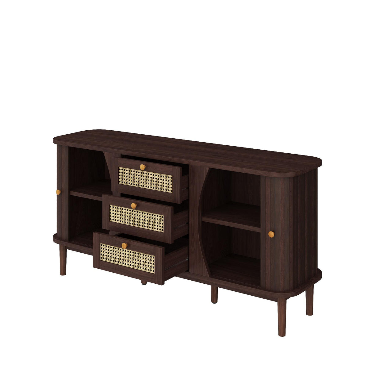 Rustic Style Sideboard with 2 Doors and Adjustable Shelves, Versatile Cabinet for Living Room or Dining Room, 55.5'' L x 16'' W x 30'' H, Wood