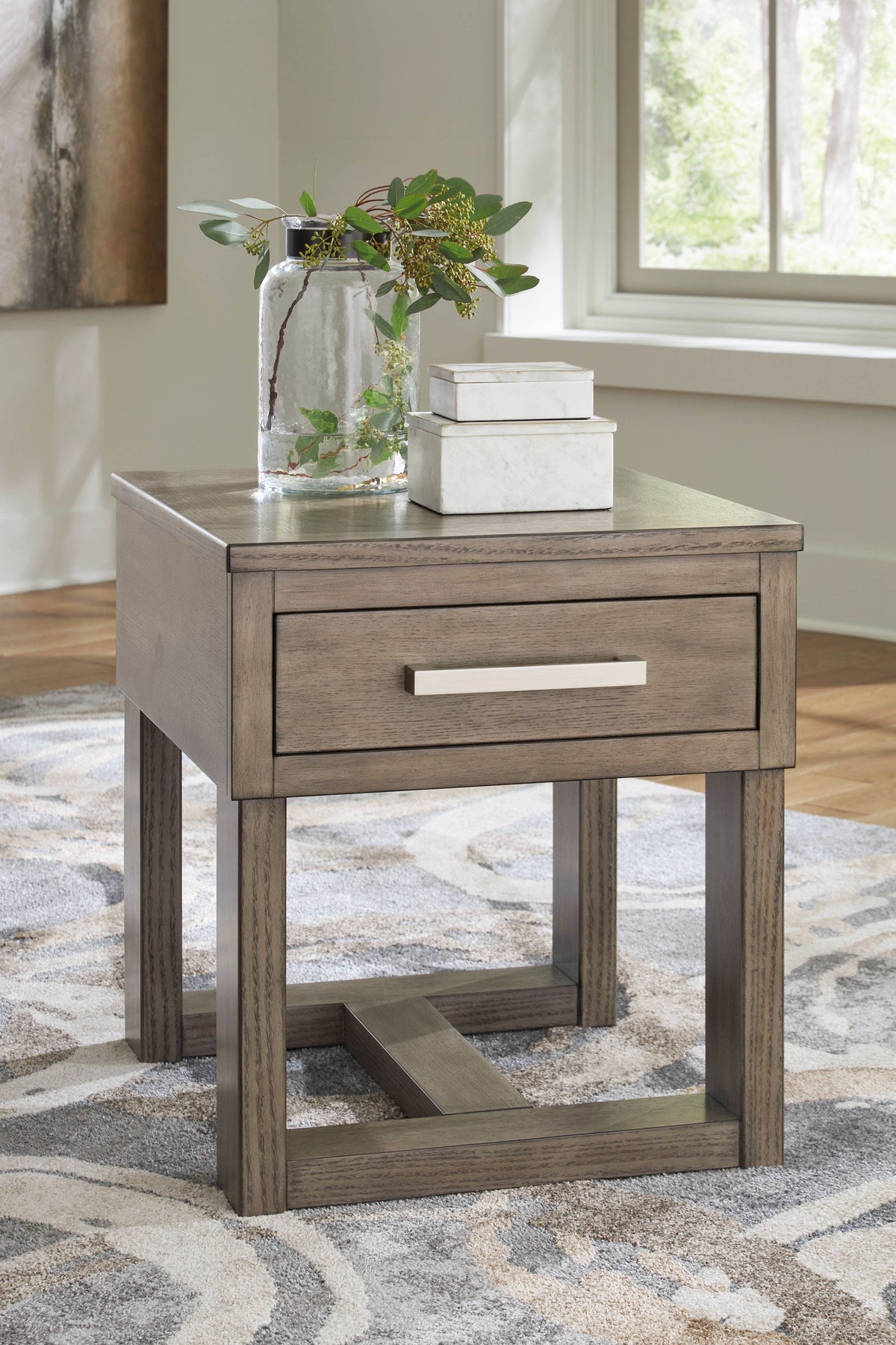 Loyaska - Grayish Brown - Rectangular End Table - Forward Furniture