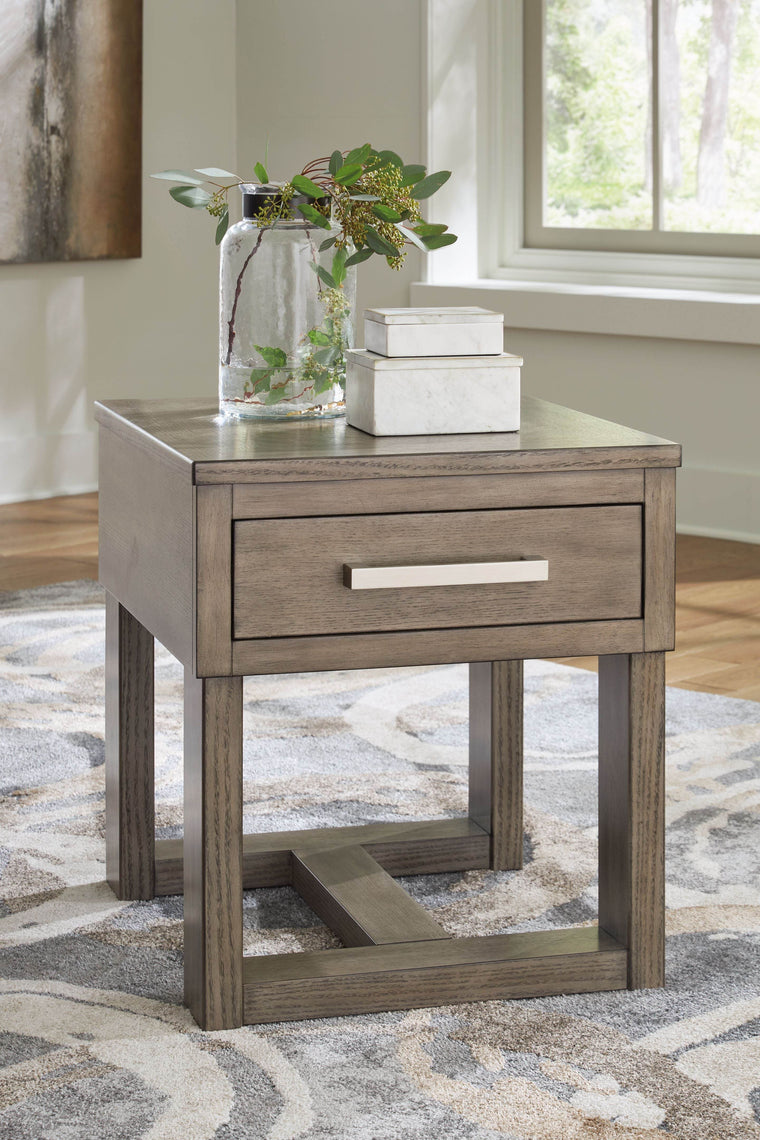 Loyaska - Grayish Brown - Rectangular End Table - Forward Furniture