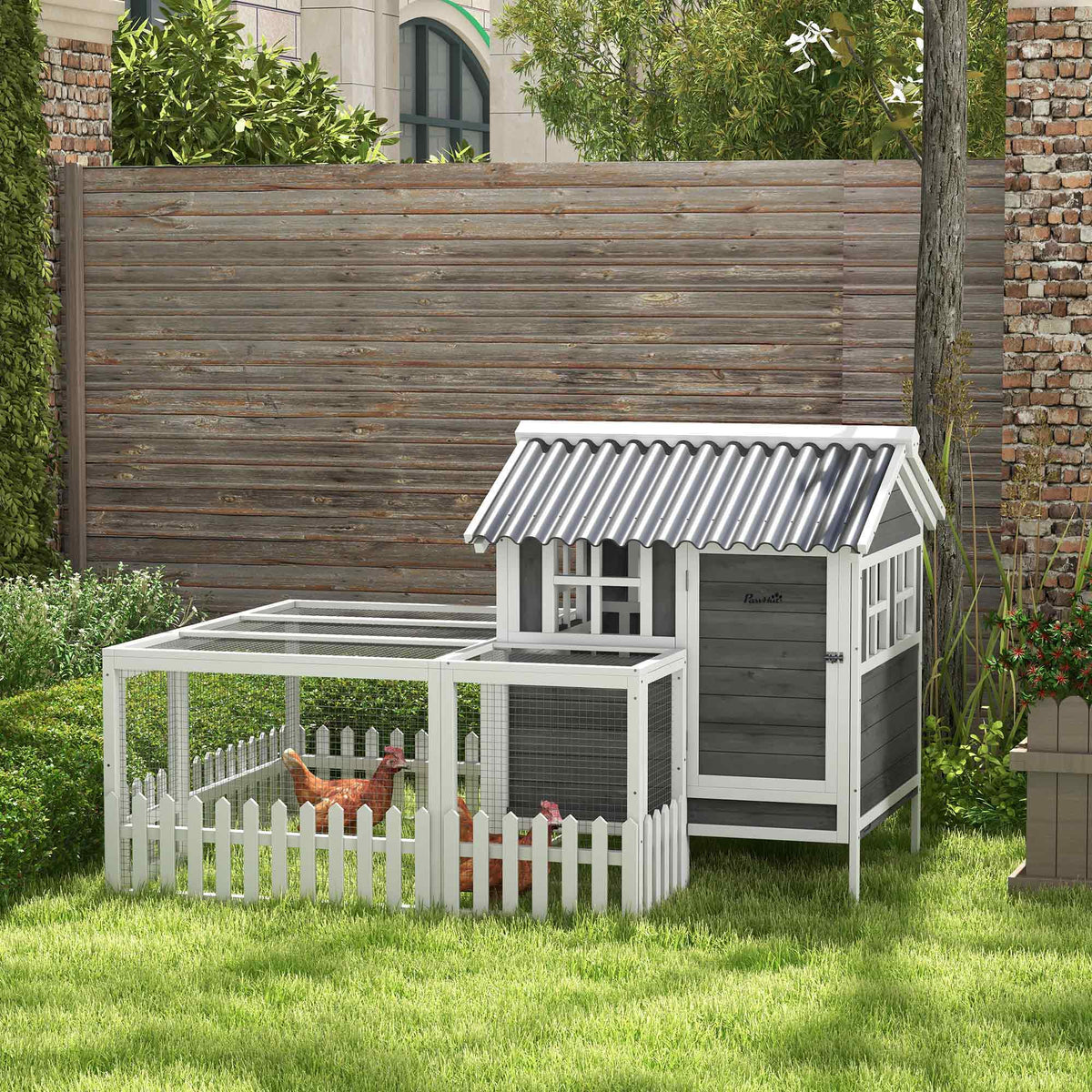 Wooden Chicken Coop with Run for 1-2 Chicken, Bunnies, Ducks