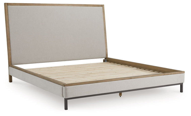 Tomtyn - King Upholstered Bed - Light Brown