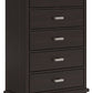 Covetown - Dark Brown - Five Drawer Chest