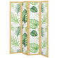 4 Panel Folding Privacy Screen, 67" Room Divider with Palm Leaf Design for Living Room Bedroom, Natural and Green