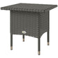 Wicker Outdoor Side Table, 20" Square Patio End Table w/ Full Woven Top, Grey