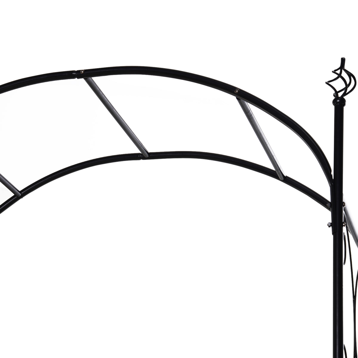 7' Metal Garden Arbor Arch with Scrollwork Doors