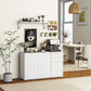 Kitchen Sideboard Storage Cabinet, Modern Coffee Bar with Push-Open Design and 2 Drawers for Living Room, White