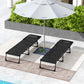 2pcs Folding Lounge Chair, Adjustable Chaise Lounge with Headrest, Reclining Lounger Cot for Camping, Black