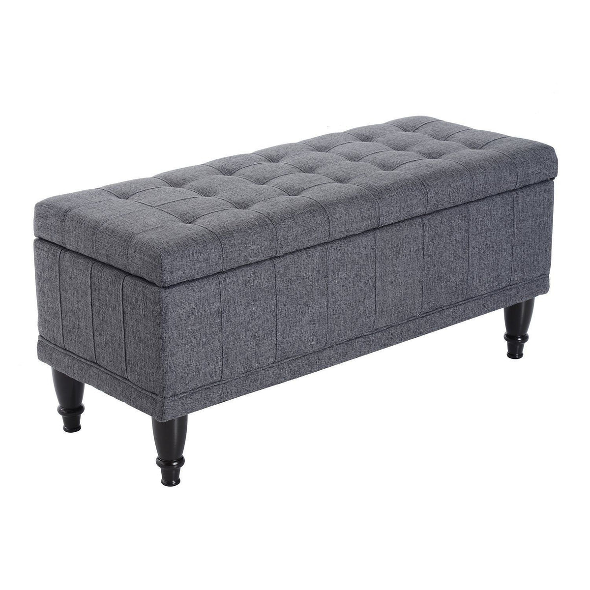 42" Tufted Storage Bench with Soft-Close Lid - Grey