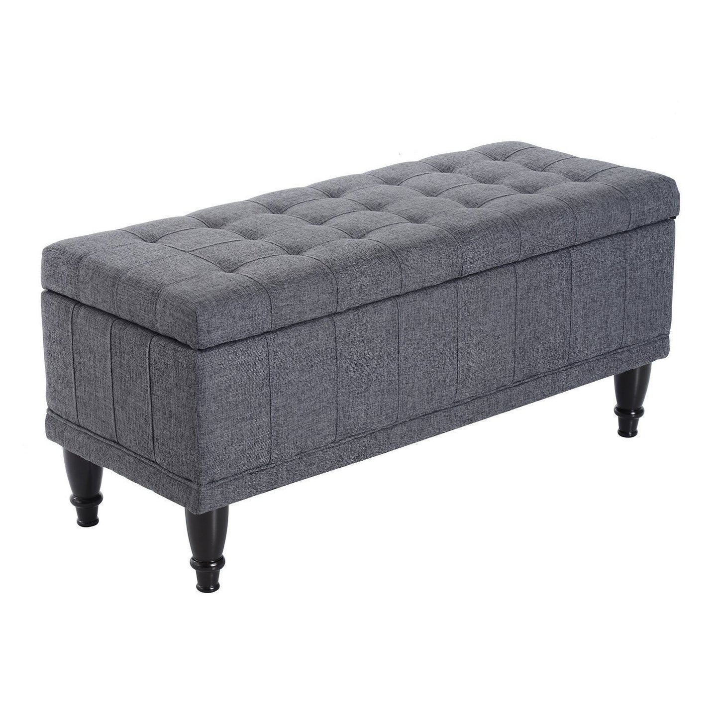 42" Tufted Storage Bench with Soft-Close Lid - Grey