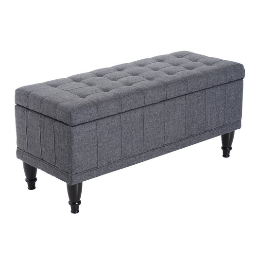 42" Tufted Storage Bench with Soft-Close Lid - Grey