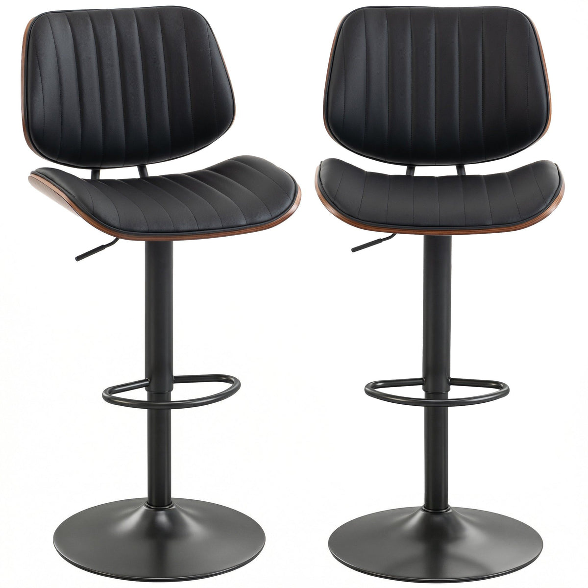 Swivel Counter Height Bar Stools Set of 2, Adjustable - Black
