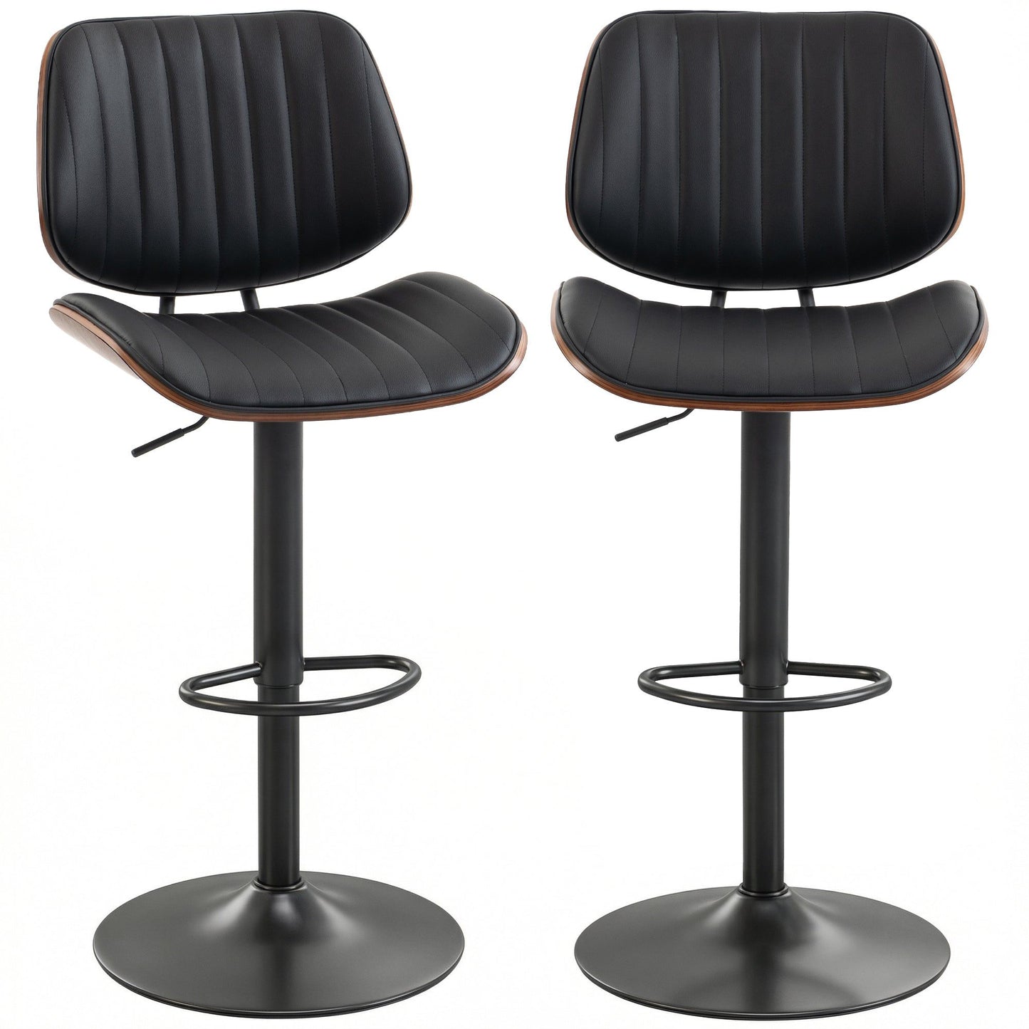 Swivel Counter Height Bar Stools Set of 2, Adjustable - Black