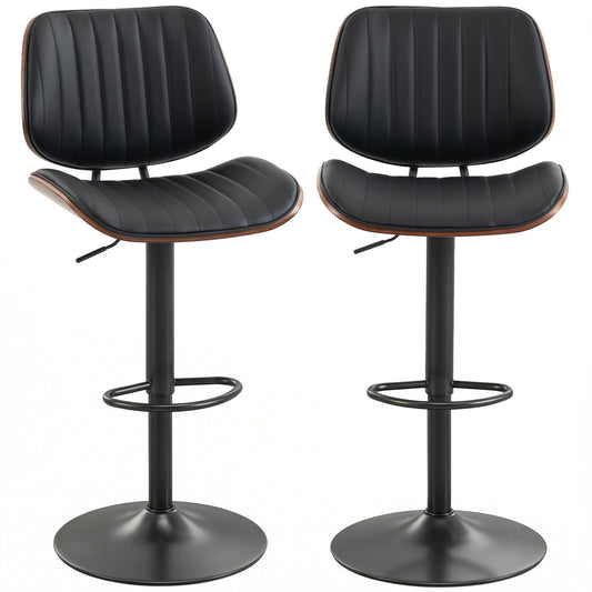 Swivel Counter Height Bar Stools Set of 2, Adjustable - Black
