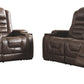 Game Zone - Bark - PWR REC Loveseat/Con/Adj HDRST