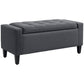 Linen Storage Ottoman Bench with Tufted Top - Dark Grey