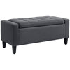 Linen Storage Ottoman Bench with Tufted Top - Dark Grey