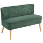 Modern 2 Seater Sofa, Upholstered Two Seater Couch with Rubber Wood Legs, Green