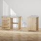 Sewing Machine Cabinet, Folding Sewing Table with Storage Shelf, Bins and Lockable Wheels for Small Space, Nature Wood