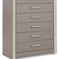 Surancha - Gray - Five Drawer Wide Chest