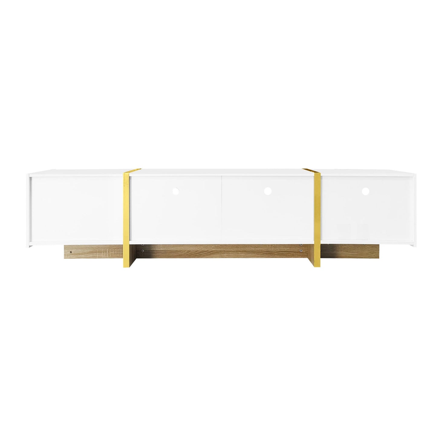 Elegant TV Cabinet with 3 Soft-Close Doors, 2 Drawers, Ample Storage, Modern TV Stand for Living Space, 74.5'' L x 14'' W x 17.5'' H, White