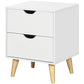 Nightstand with 2 Drawers and Wood Legs - White