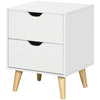 Nightstand with 2 Drawers and Wood Legs - White