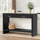 Farmhouse Console Table with Storage Drawers, Wooden Entryway Table Ideal for Living Room, Hallway, 47.5'' L x 15.5'' W x 30'' H, Black