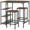 Industrial Counter Height Bar Table Set for 2 - Rustic Brown