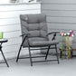 Foldable Lounge Chair, Fabric Upholstered Recliner, Outdoor Lounger with Armrest, Metal Frame for Backyard, Grey