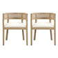 Set of 2 Dining Chairs with Rattan Round Backrest, Upholstered Seats, Dining Seats for Kitchen, 22.5" L x 22" W x 29.5" H, Beige+Natural Ash