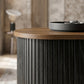 Sideboard Buffet Cabinet with Curved Tambour Doors and Storage, Brown Wood Grain
