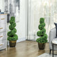 Set of 2 Artificial Plants, Topiary Spiral Boxwood Trees with Pot, for Home Indoor Outdoor Decor, 90cm