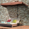 7.5ft Half Umbrella Semi Patio Parasol with Crank Handle, Top Vent for Garden, Balcony- NO BASE INCLUDED, Coffee