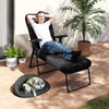 Folding Outdoor Lounge Chair with Cushion, Adjustable Backrest, Reclining Patio Garden Chair with Footrest, Black