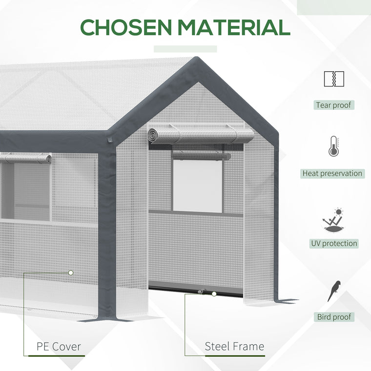 7' x 12' x 7' White Heavy Duty Walk-In Greenhouse