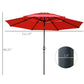 9FT 3 Tiers Patio Umbrella Outdoor Market Umbrella with Crank, Push Button Tilt for Deck, Backyard and Lawn, Red