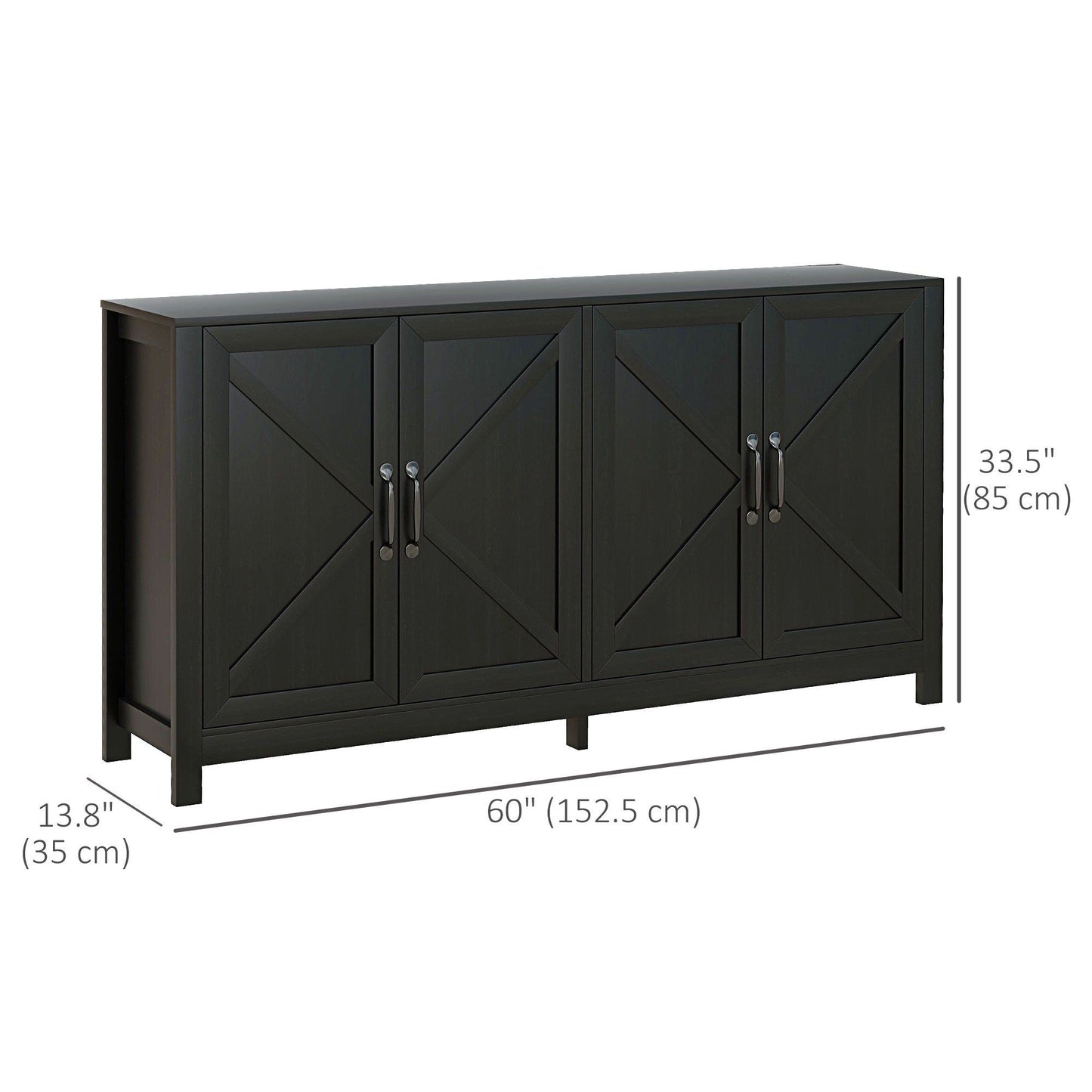 Barn Door Sideboard TV Stand for 65" TV - Black Oak