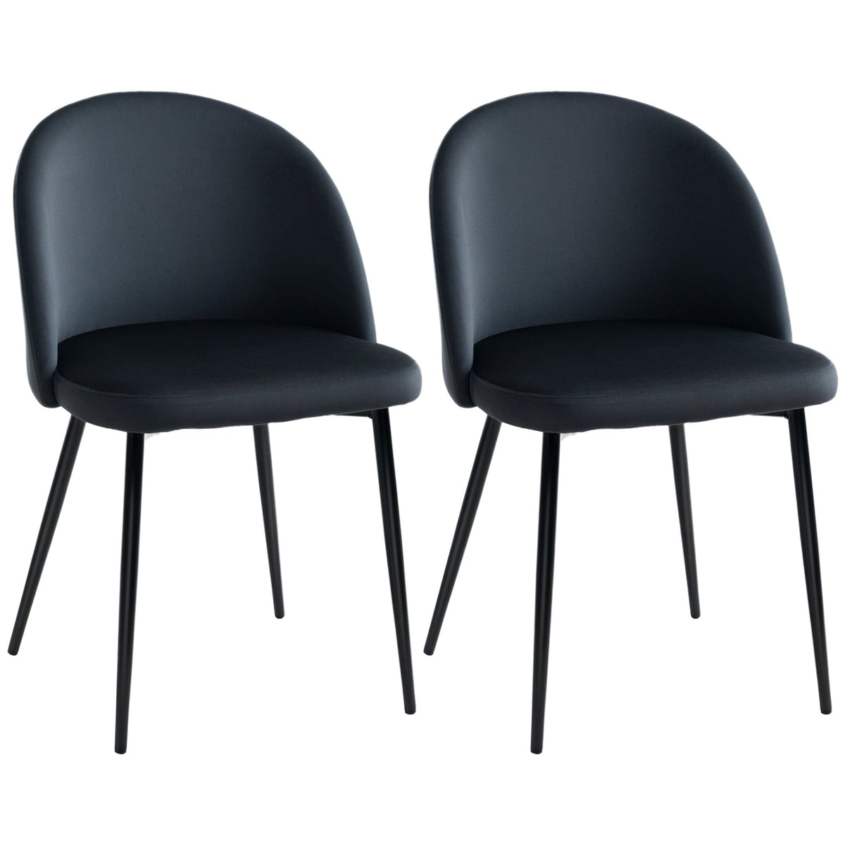 Mid-Back Velvet Dining Chairs Set of 2 - Black