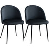 Mid-Back Velvet Dining Chairs Set of 2 - Black
