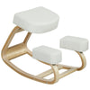 Ergonomic Wood Kneeling Chair with Thick Pads - Cream White