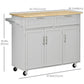 Rolling Kitchen Island with Drawers and Cabinets - Grey