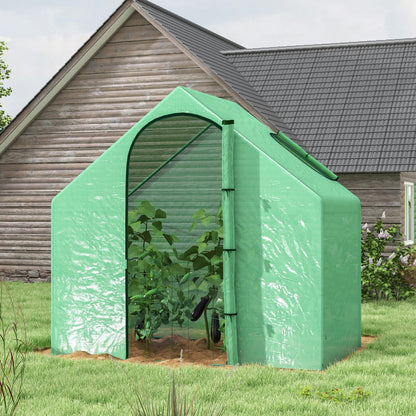 6' x 3.3' x 5.5' Walk-In Greenhouse with Door & Top Window
