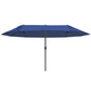 15ft Double-sided Patio Umbrella with Twin Canopy, Extra Large Outdoor Parasol with Crank for Pool, Deck, Market, Blue