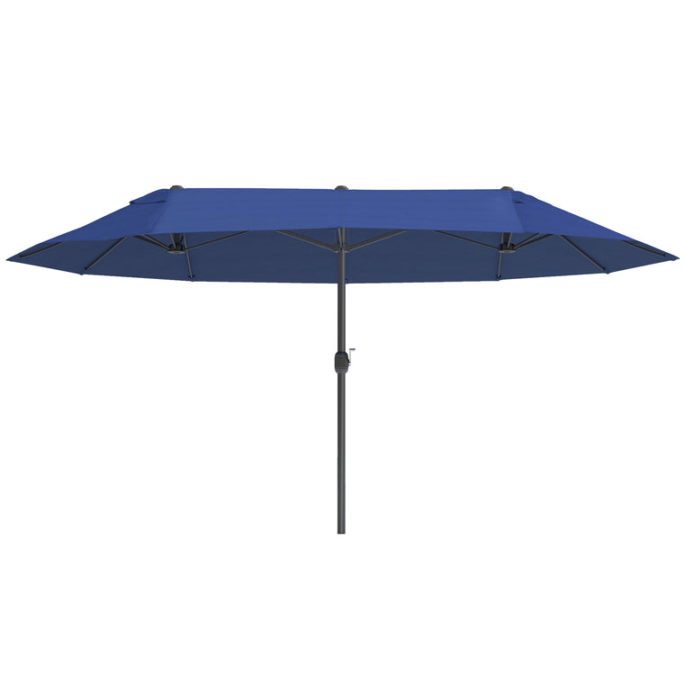 15ft Blue Double-Sided Umbrella with Twin Canopy & Crank