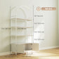 4-Tier Arched Bookshelf with Cabinet - White