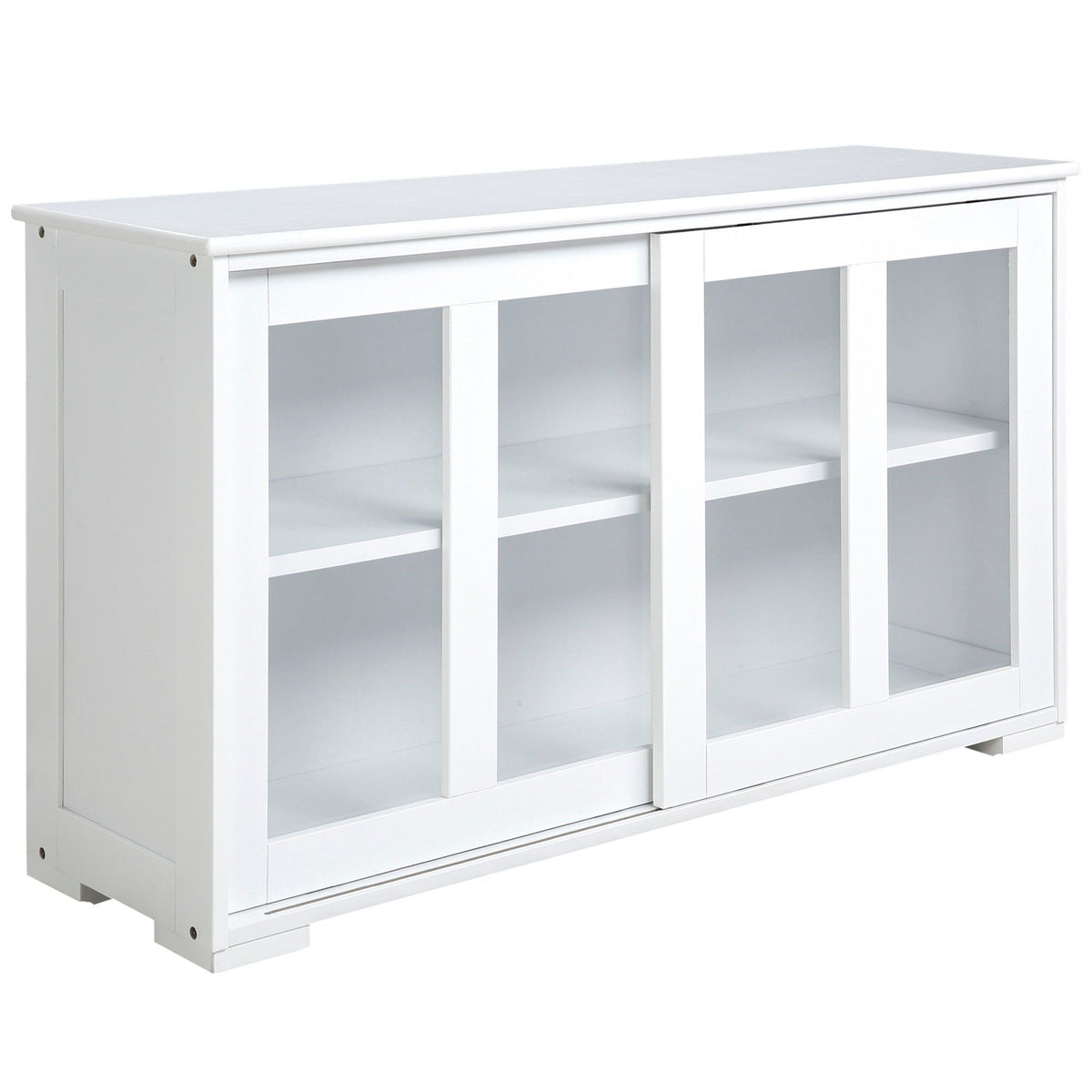 Stackable Sideboard with Sliding Glass Doors - White