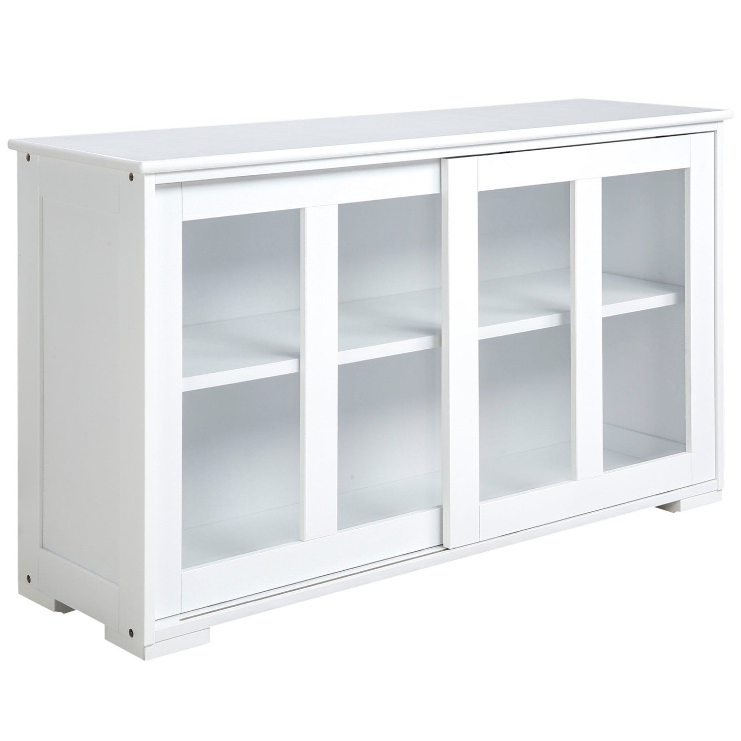 Stackable Sideboard with Sliding Glass Doors - White